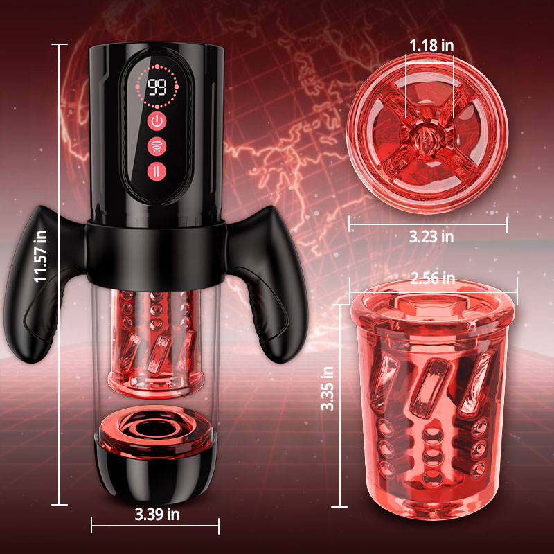 Wine & Beauty Handle Design 9 Thrusting & Rotating 9 Suction Adult Toys Mens Masturbator