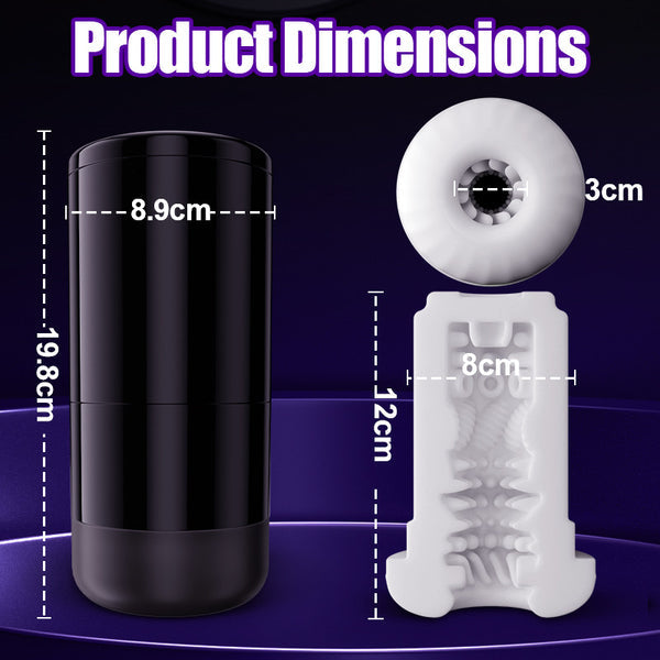 Lightspeed - 4 in 1 Masturbator Cup 7 Thrutings & 7 Rotatings Suction Cup Mount Magnetic Inner Liner