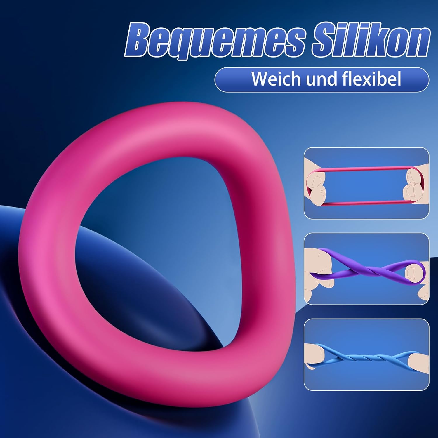 Reusable Silicone Penis Ring - Candy Colours 3 Different Sizes Penis Pump Sex Toys for Couples