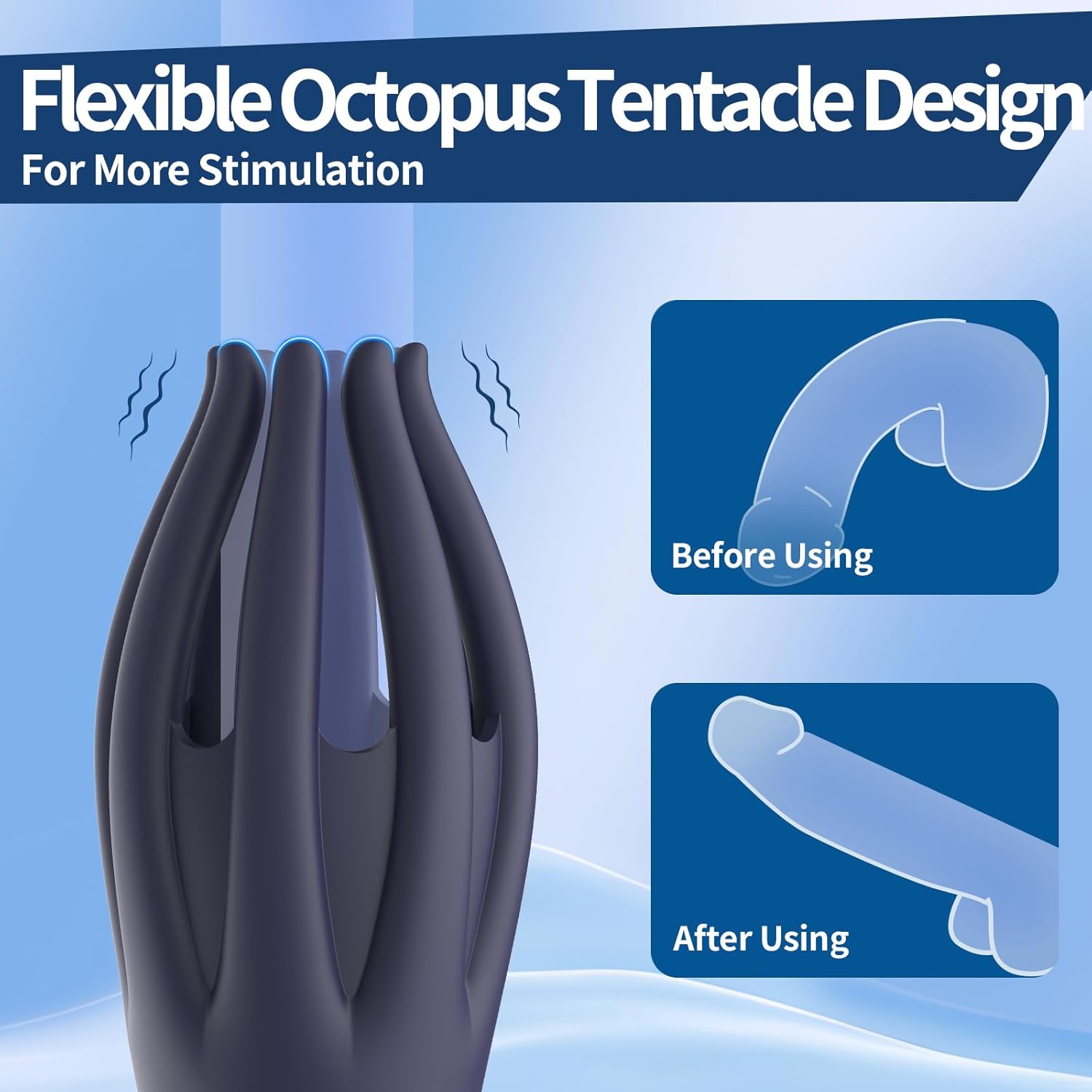 Male Vibrator Sex Toys - Magnetic Penis Vibrator with 10 Modes Vibration, 3-in-1 Penis Massager for Masturbation Prolong Endurance and Massage, Blue Silicone Waterproof Mens Vibrator