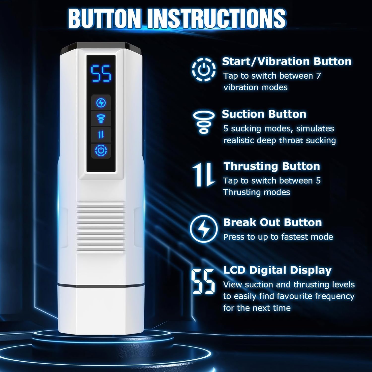 Automatic Male Masturbator Sex Toys for Men, Adult Toy Penis Pump with 7 Vibrating & 5 Sucking Thrusting Modes, LCD Display Mens Realistic Pocket Pussy Stroker Blowjob Machine