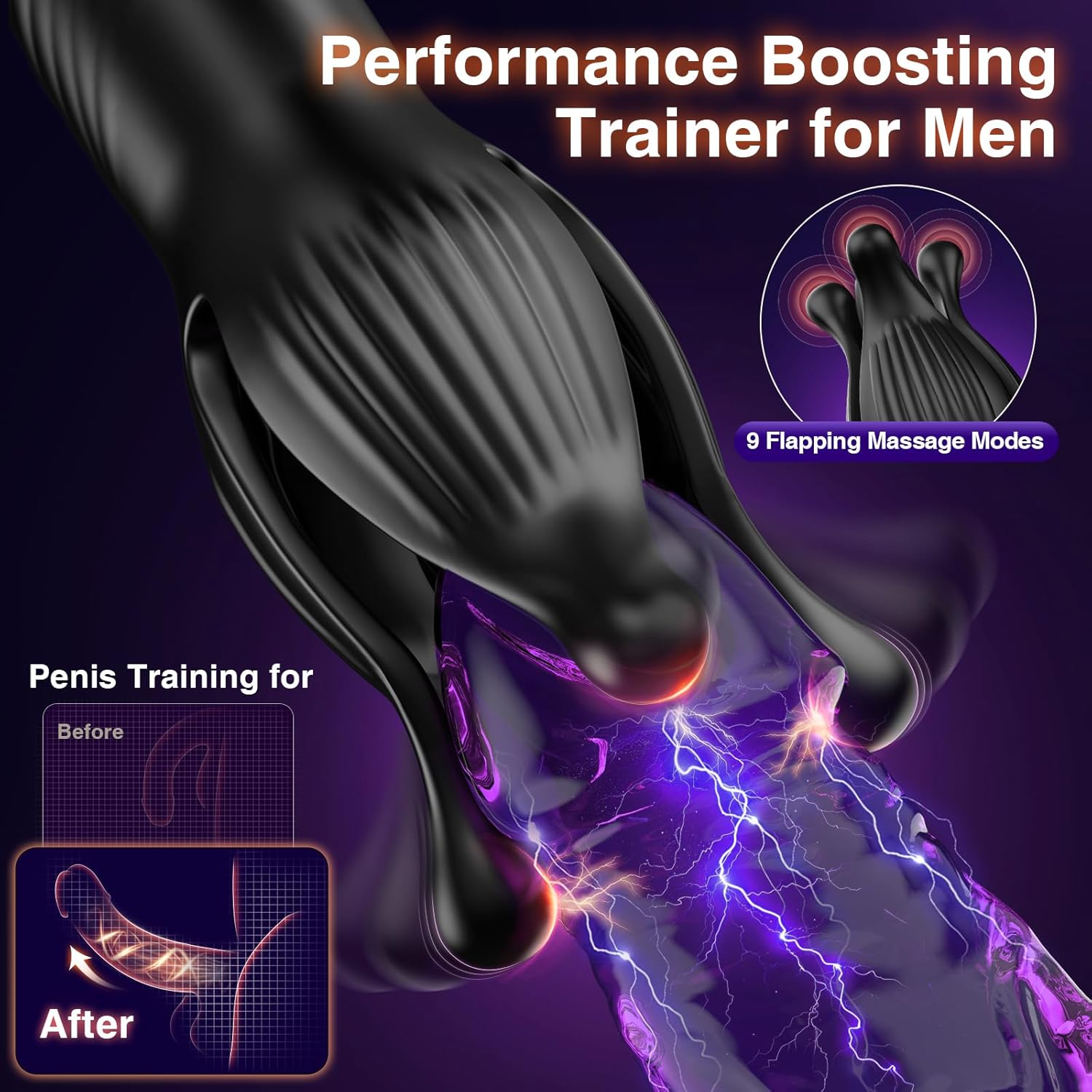Prostate Massager Anal Toys, BEISAR Butt Plug Male Sex Toys for Men Sex Toy Anal Plug Adult Toys with 9 Tension Shock Flapping Thrusting Vibrating Cock Ring Anal Vibrator Dildo for Men S&M Paddles