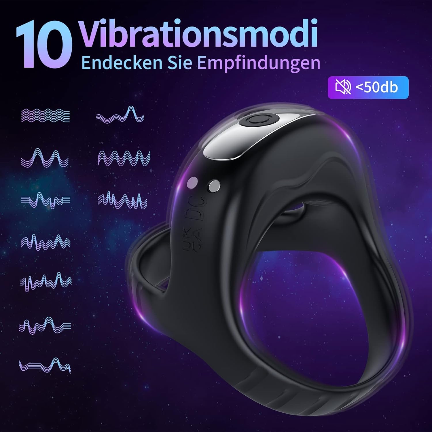 Vibrating Cock Ring, Silicone Dual Cock Ring Vibrator with 9 Vibration Modes for Perineum/Clitoral Stimulation - Longer, Harder, Stronger Erection, Improves Sex Toys and Games for Adults