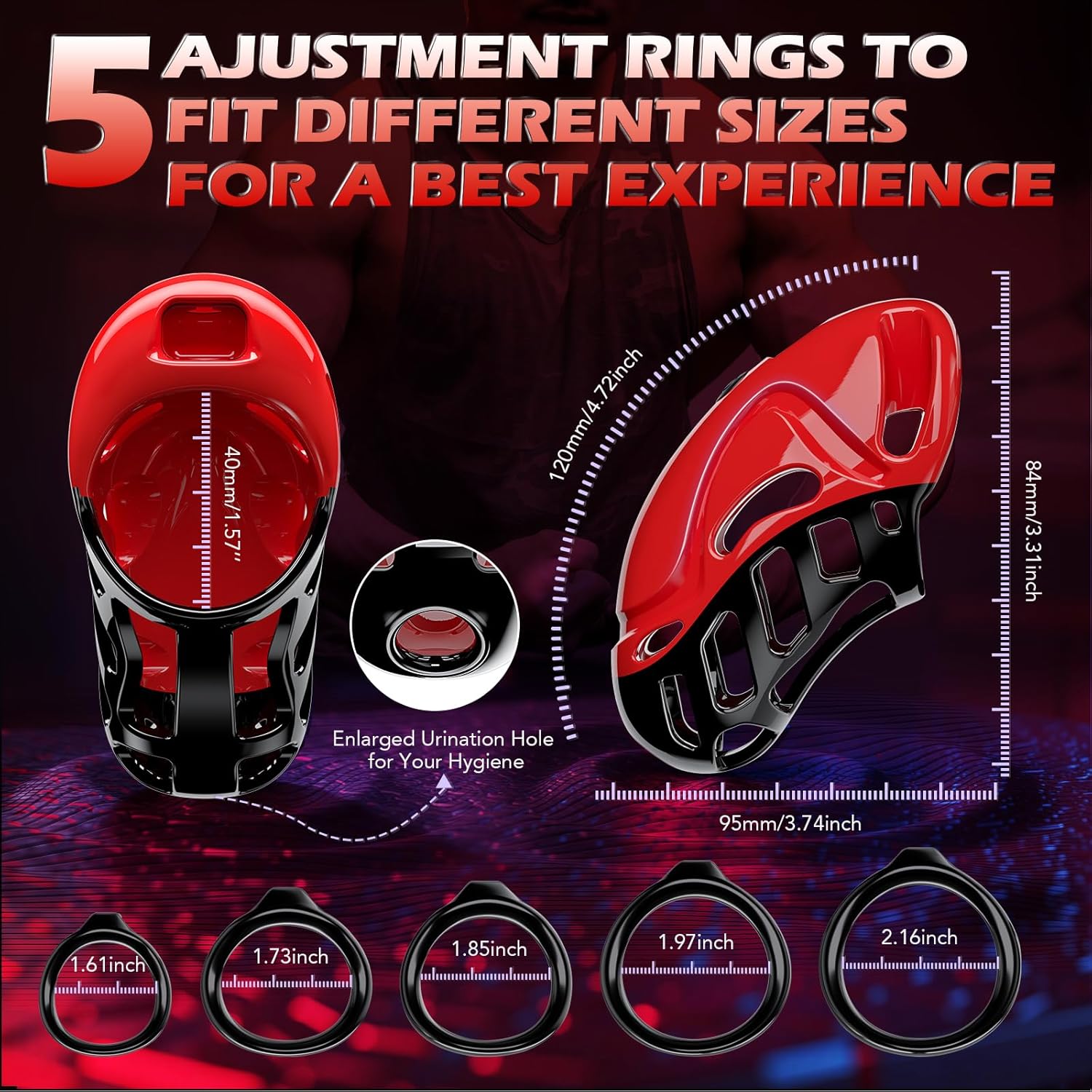 Chastity Cage Vibrator Sex Toýs for Man - Male Chastity Devices Sissy Cock Cage Sex Toyscouples for Couples with 10 Vibrations, BDSM Bondage Penis Exercise Train Adult Toy with 5 Sizes Ring 2 Keys